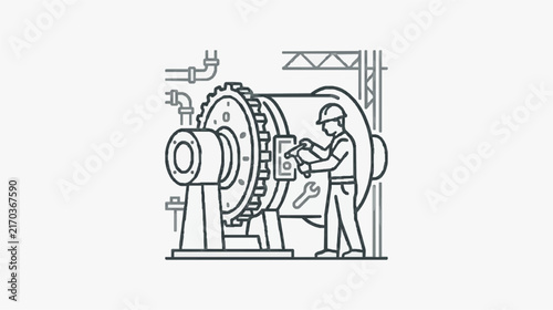 Industrial Engineer Working on Large Machinery Maintenance in Factory