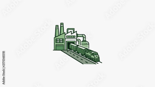 Industrial Factory Train Loading Cargo Art
