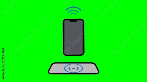 Wireless Charging Concept Animation with Smartphone and Power Pad