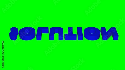 Seamless blue 3D solution text rotating on green screen background. A rotating 3D animated blue text reading 