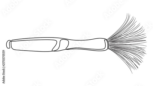 Isolated brush with bristles on white background.