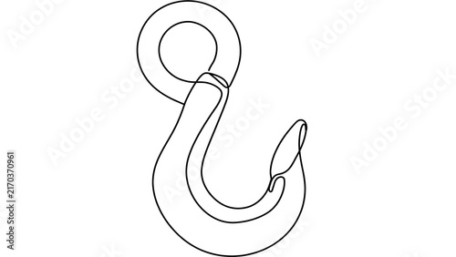 Isolated hook drawing on white background.