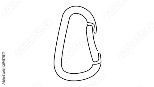 Isolated metal carabiner clip white background.