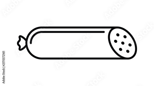 Salami stick illustration featuring minimalist black line art design showcasing cured meat snack graphic icon isolated on white background for simple modern food web menus