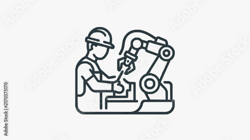 Professional Engineer Operating Industrial Robotic Arm in Manufacturing Plant