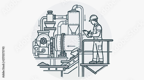 Industrial Engineer Monitoring Complex Manufacturing Machinery Operation