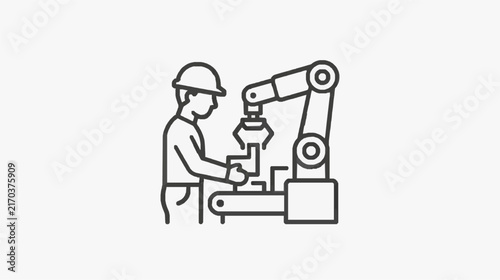 Professional Worker Operating Industrial Robotic Assembly Line Equipment