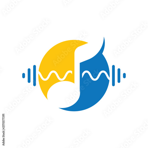 Abstract Musical Note and Sound Wave Icon