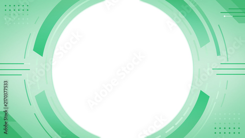 Green Circular Frame with Geometric Elements and Abstract Copy Space