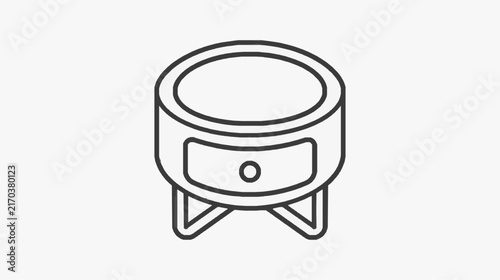 Minimalist Line Drawing of a Modern Server Rack or Data Storage Unit