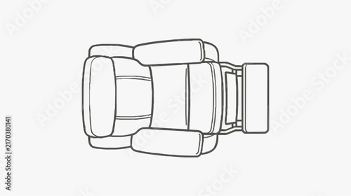 Minimalist Line Drawing of Modern Sectional Sofa with Armrests and Backrest