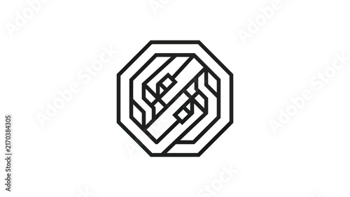 Abstract Geometric Octagon Logo Design, Minimalist Monoline Symbol