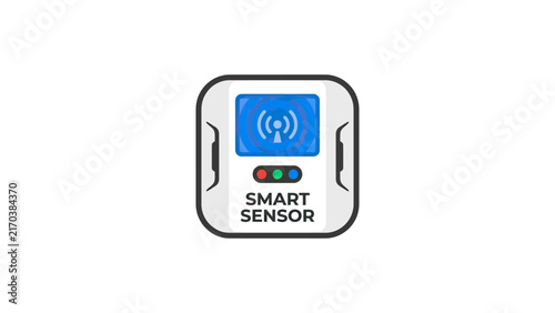Smart Sensor Icon with Wireless Signal and Indicator Lights