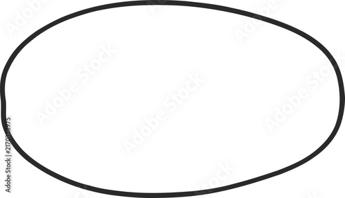 Hand Drawn Oval Shape Line Art Icon, Black and White Outline Vector Illustration on White Background