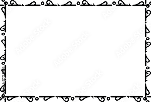 Black and White Elegant Swirl Ornamental Border, Decorative rectangular page frame Vintage Corner with Curved Scroll Design for Certificates and Invitations




