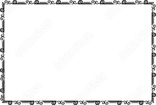 Black and White Elegant Swirl Ornamental Border, Decorative rectangular page frame Vintage Corner with Curved Scroll Design for Certificates and Invitations




