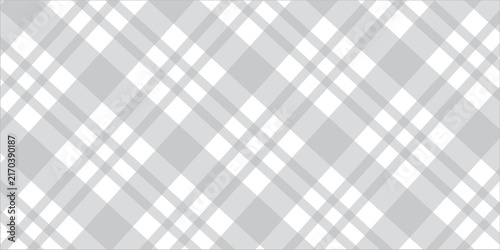 Seamless grey gingham check pattern background, classic grey and white plaid fabric texture vector design