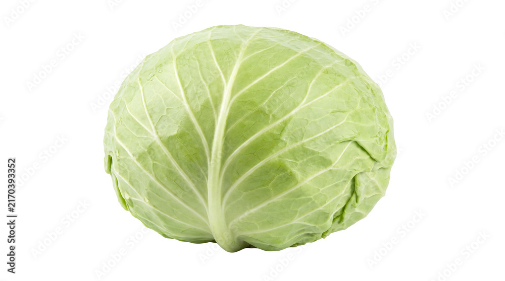 Fototapeta premium Raw healthy organic green cabbage vegetable isolated with transparent background