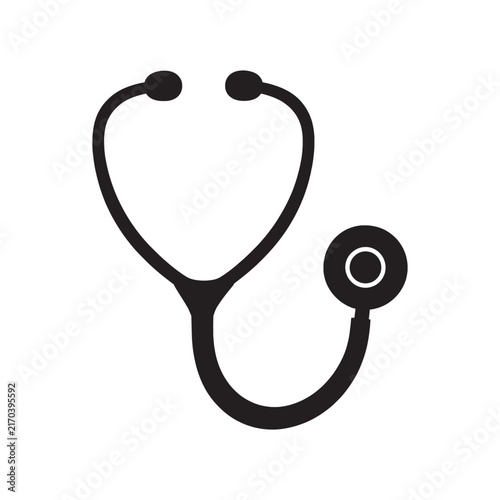 Medical stethoscope icon vector graphic symbol with doctor tool health instrument clinical equipment healthcare icon black silhouette emergency room medicine symbol hospital healthcare