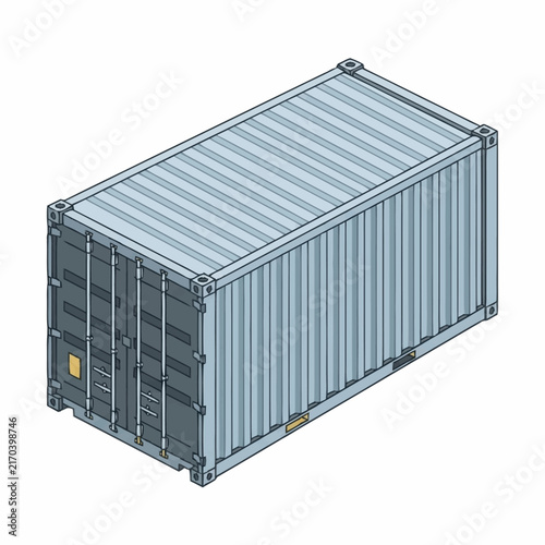 Standard blue shipping container for cargo transport and logistics.