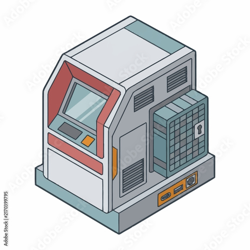 Futuristic sci-fi computer terminal with storage compartments.