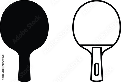 Table Tennis Paddle with Copy Space for Branding Featuring Flat Vector, Illustration, Minimalist
