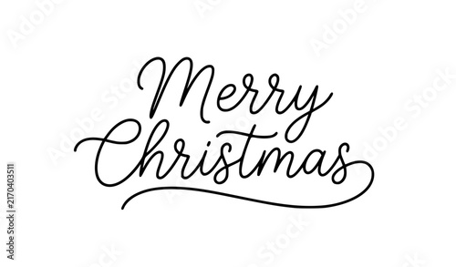 Merry Christmas Minimalist Monoline Calligraphy Lettering Vector