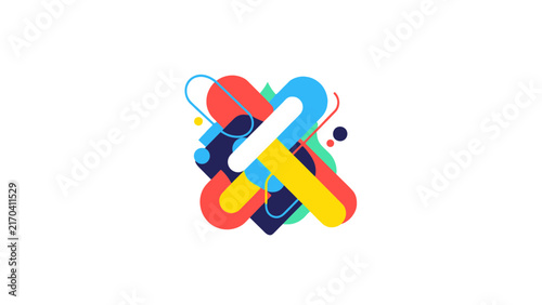 Modern abstract geometric logo design element with colorful overlapping rounded shapes, isolated on white background for creative branding.