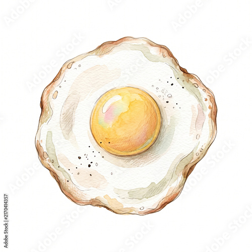 fried egg isolated on white background
