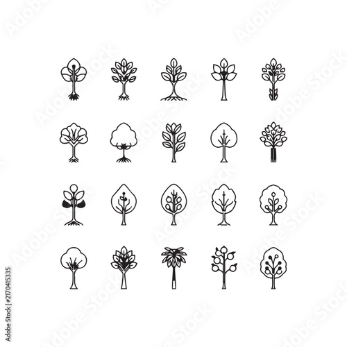 set of vector icons of christmas trees