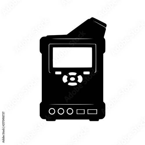 Black digital walkie talkie radio icon isolated on white background 