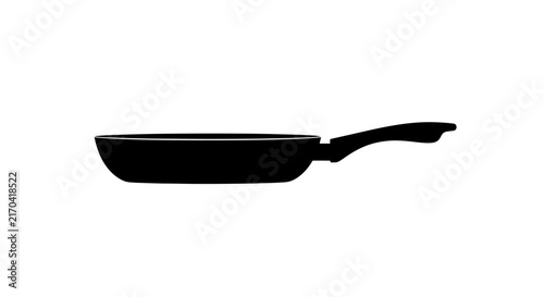 Принти на полотні Black frying pan silhouette with handle with handle white background cooking ves