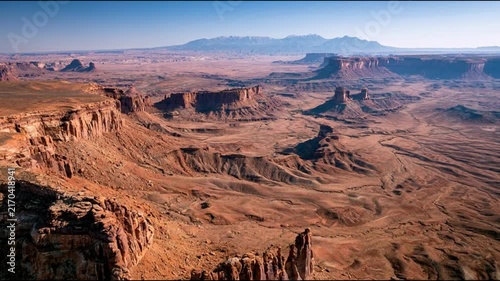 Panoramic View of Vast Desert Valley Sandstone Cliffs and Mesas