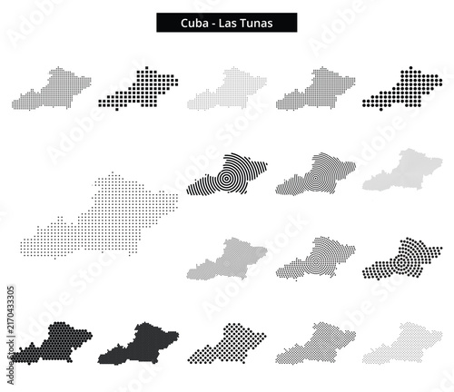 Canvastavla Map of Cuba region Las-Tunas in various dots pattern designs