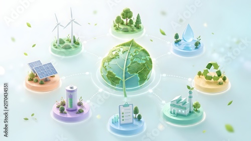 Green Leaf Planet Earth Connected To Renewable Energy And Clean Tech Ecosystems