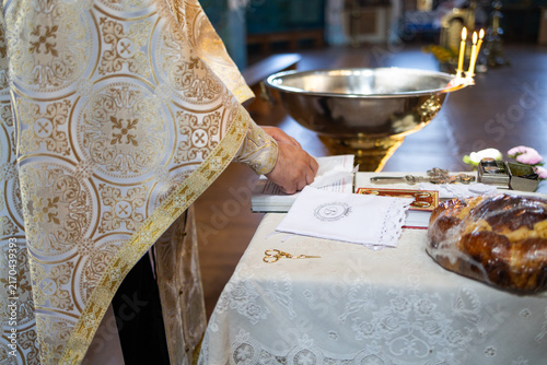 Картината върху платно the Orthodox rite of infant baptism