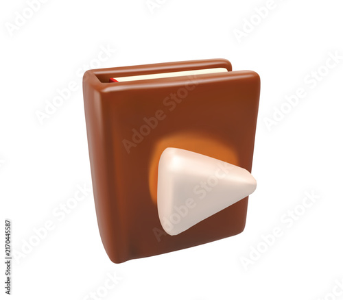 3D Book with Play Button for Video Learning Vector Icon