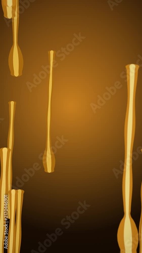 Liquid gold on brown background. 2d animation