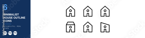 Minimalist House Outline Icons, Real Estate & Fill Design, Simple Vector Graphics, Home Symbol Set