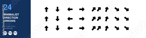Direction Arrows Set with Minimalist Design and Black Silhouette Icons. Graphic Element for Navigation and Flow Illustration.