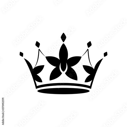 crown silhouette, icon, stencil, stylized flower on the crown