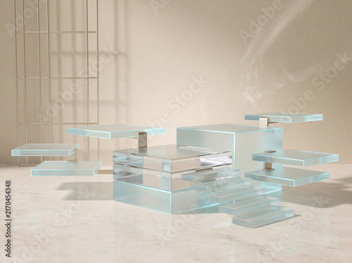 Modern geometric display platforms for product presentation