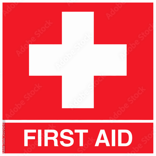 First Aid Symbol With White Cross On Red Background