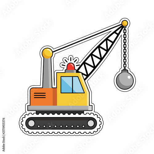 Crane Excavator Lifting Heavy Weight Illustration