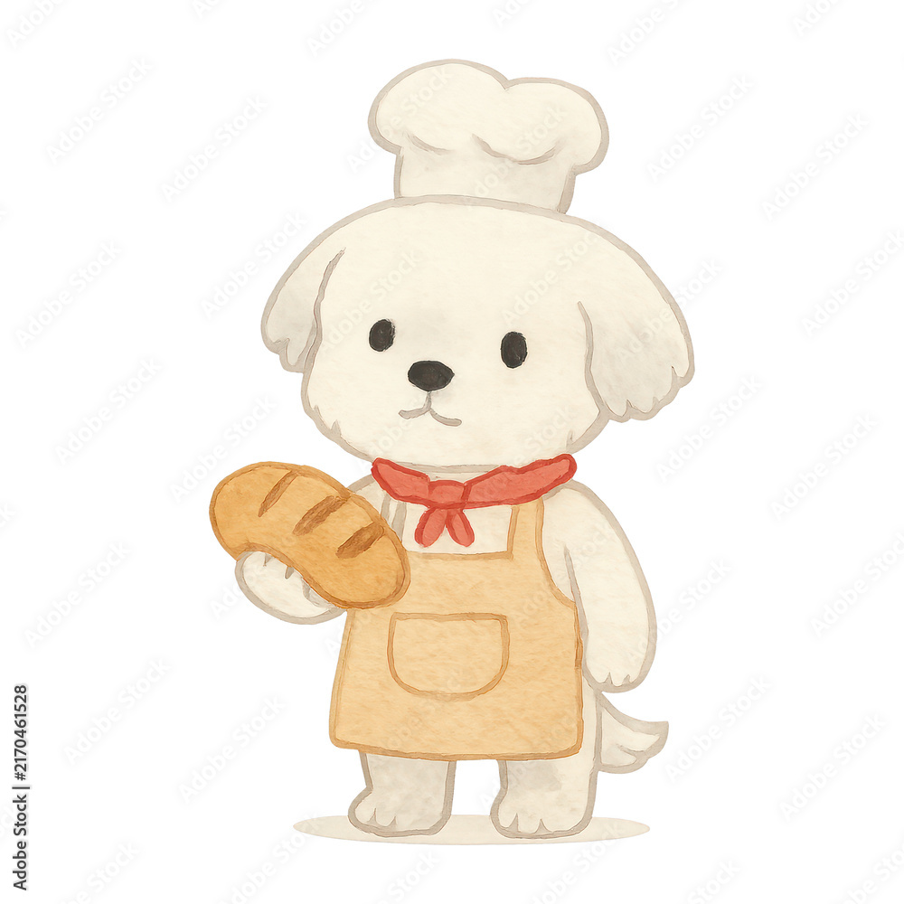 Obraz premium PNG Cute dog baker illustration.