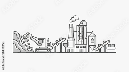 Industrial Manufacturing Process Line with Mining and Factory Equipment