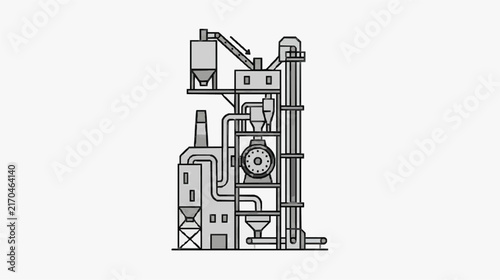 Modern Industrial Machinery Line Diagram for Factory Process Flow