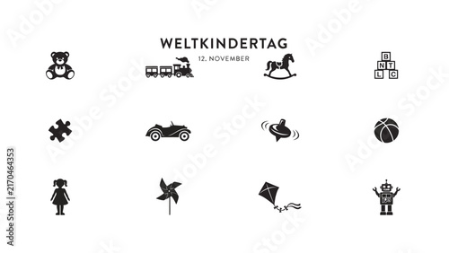 Children's toys and play icons for celebration event design