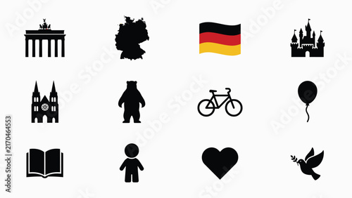 Diverse black silhouette icons representing cultural