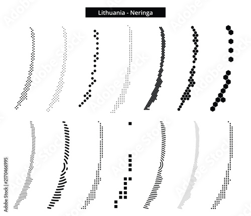 Map of Lithuania region Neringa in various dots pattern designs